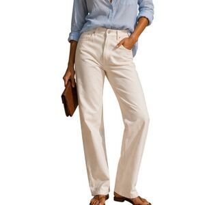 Mother The Tomcat Ankle Jeans Cream Puffs Off-White High Rise Button Fly 25